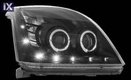 Φανάρια εμπρός led / angel eyes για Toyota Land Cruiser 120 (2003-2009) - chrome , με λάμπες (Η1) - σετ 2τμχ.