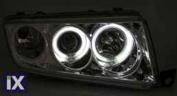 Φανάρια εμπρός angel eyes για Skoda Fabia (1999-2007) , μαύρα , χωρίς λάμπες (Η7) - σετ 2τμχ.