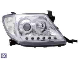 Φανάρια εμπρός με φώτα ημέρας για Toyota Hilux (2005-2011) - chrome , με λάμπες (Η1) - σετ 2τμχ.