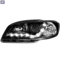 Φανάρια εμπρός led για Seat ibiza 6K2 (2000-2002) - μαύρα , με λάμπες (Η1) - σετ 2τμχ.