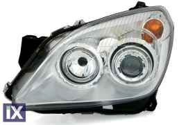 Φανάρια εμπρός angel eyes για Opel Astra H (2004-2009) - chrome , με λάμπες (Η1) - σετ 2τμχ.