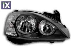 Φανάρια εμπρός angel eyes για Opel Corsa C(2001-2006) - μαύρα , χωρίς λάμπες (Η7) - σετ 2τμχ.