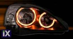 Φανάρια εμπρός angel eyes για Opel Corsa C(2001-2006) - μαύρα , χωρίς λάμπες (Η7) - σετ 2τμχ.