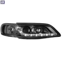 Φανάρια εμπρός led για Opel Vectra B (1996-2001) , μαύρα , με λάμπες (Η1) - σετ 2τμχ.