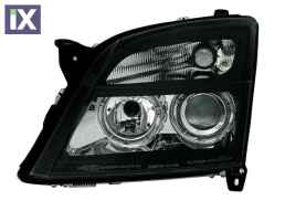 Φανάρια εμπρός angel eyes για Opel Vectra C (2002-2005) - μαύρα , χωρίς λάμπες (Η7) - σετ 2τμχ.