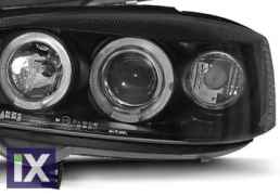 Φανάρια εμπρός led angel eyes για Opel Astra G (1998-2004) - μαύρα , με λάμπες (Η1) - σετ 2τμχ.