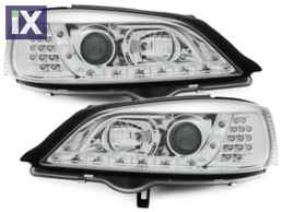 Φανάρια εμπρός led για Opel Astra G (1998-2004) - chrome , με λάμπες (Η1) - σετ 2τμχ.