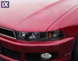 Φανάρια εμπρός led angel eyes για Mitsubishi Galant (1996-2006) - μαύρα , με λάμπες (Η1) - σετ 2τμχ.