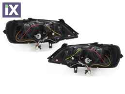 Φανάρια εμπρός led με DRL για Opel Astra G (1998-2004) - μαύρα , με λάμπες (Η1) - σετ 2τμχ.