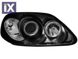 Φανάρια εμπρός angel eyes για Honda Civic (1996-1999) - μαύρα , με λάμπες (Η1) - σετ 2τμχ.