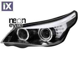 Φανάρια εμπρός angel eyes led για BMW E60 (2003-2007) - F10-Look , χωρίς λάμπες (Η7) - σετ 2τμχ.