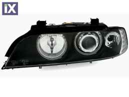 Φανάρια εμπρός angel eyes CCFL για BMW E39 (1995-2003) - μαύρα , με λάμπες (Η1) - σετ 2τμχ.