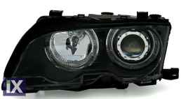 Φανάρια εμπρός angel eyes για BMW E46 sedan (2001-2005) - μαύρα , χωρίς λάμπες (Η7) - σετ 2τμχ.