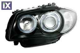 Φανάρια εμπρός angel eyes για BMW E87 (2004-2011) - μαύρα , χωρίς λάμπες (Η7) - σετ 2τμχ.