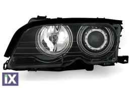 Φανάρια εμπρός angel eyes για BMW E46 sedan (2001-2005) - μαύρα με CCFL , χωρίς λάμπες (Η7) - σετ 2τμχ.