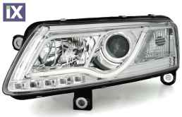 Φανάρια εμπρός led lightbar για Audi A6 C4 (2004-2008) - chrome , χωρίς λάμπες (Η7) - σετ 2τμχ.