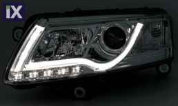 Φανάρια εμπρός led lightbar για Audi A6 C4 (2004-2008) - chrome , χωρίς λάμπες (Η7) - σετ 2τμχ.