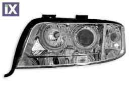 Φανάρια εμπρός angel eyes για Audi A6 (1997-2001) / Allroad 1999-2005 - chrome , χωρίς λάμπες (Η7) - σετ 2τμχ.