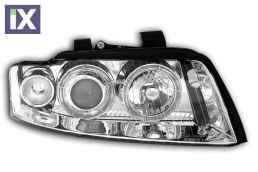 Φανάρια εμπρός angel eyes για Audi A4 (2001-2004) - chrome , χωρίς λάμπες (Η7) - σετ 2τμχ.