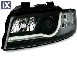 Φανάρια εμπρός led Lightbar Design για Audi A4 B6 (2001-2004) -μαύρα , με λάμπες (Η1) - σετ 2τμχ.