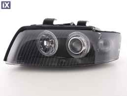 Φανάρια εμπρός angel eyes για εργοστασιακά xenon για Audi A4 (2001-2004) - μαύρα , χωρίς λάμπες (Η7) - σετ 2τμχ.