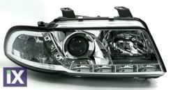 Φανάρια εμπρός led για Audi A4 Dayline (1995-1998) - chrome , με λάμπες (Η1) - σετ 2τμχ.