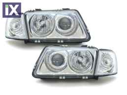 Φανάρια εμπρός angel eyes για Audi A3 (1996-2000) - chrome , χωρίς λάμπες (Η7) - σετ 2τμχ.