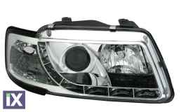 Φανάρια εμπρός led για Audi A3 (1996-2000) - chrome , με λάμπες (Η1) - σετ 2τμχ.