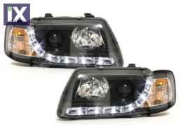 Φανάρια εμπρός led για Audi A3 (1996-2000) - μαύρα , με λάμπες (Η1) - σετ 2τμχ.