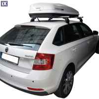 SKODA RAPID SPACEBACK 5D 2013> ΜΠΑΡΕΣ ΟΡΟΦΗΣ ΑΛΟΥΜΙΝΙΟΥ & ΜΠΑΓΚΑΖΙΕΡΑ BOX 430 LT (ΛΕΥΚΗ-ΑΣΠΡΗ/ΓΥΑΛΙΣΤΕΡΗ) NORDRIVE