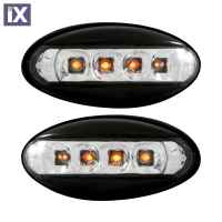 PEUGEOT 206/206cc/307 LED BLACK/CLEAR ΠΛΑΙΝΟ 2ΤΕΜ.