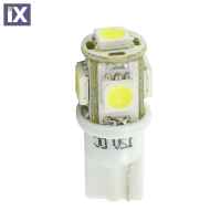 T10 W5W 12V W2,1x9,5d LED 5xSMD5050 ΛΕΥΚΟ (ΚΑΡΦΩΤΟ ΑΚΑΛΥΚΟ) BLISTER 2ΤΕΜ. M-TECH