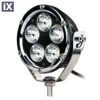 ΠΡΟΒΟΛΕΑΣ ΟΔΗΓΗΣΗΣ LED DRIVING LIGHTS ΧΡΩΜΙΟ/ΜΑΥΡΟ 10-32V 50W 3500lm 5 CREE LED ΣΤΡΟΓΓΥΛΟΣ (110 x 110 x 64 mm) M-TECH