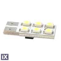 T10 W5W 12V W2,1x9,5d LED 6xSMD3528 ΛΕΥΚΟ (ΚΑΡΦΩΤΟ ΑΚΑΛΥΚΟ) BLISTER 2ΤΕΜ. M-TECH