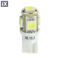 T10 W5W 12V W2,1x9,5d LED 5xSMD5050 ΛΕΥΚΟ (ΚΑΡΦΩΤΟ ΑΚΑΛΥΚΟ) 1ΤΕΜ. M-TECH