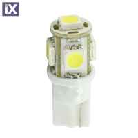 W5W 24V T10 W1,2x9,5d LED 5xSMD5050 ΛΕΥΚΟ (ΚΑΡΦΩΤΟ ΑΚΑΛΥΚΟ) 1ΤΕΜ.