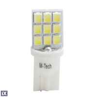 T10 W5W 12V W2,1x9,5d LED 9xSMD2835 ΛΕΥΚΟ (ΚΑΡΦΩΤΟ ΑΚΑΛΥΚΟ) BLISTER 2ΤΕΜ. M-TECH