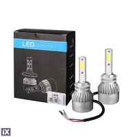 H27 880 LED SET C6 9-32V 6.500K 10.000lm 4 X 10W ΛΑΜΠΑ ΜΕ COB EPISTAR 1021 LED ΚΑΙ ΑΝΕΜΙΣΤΗΡΑΚΙ M-TECH - 2 ΤΕΜ.