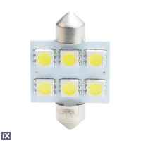 ΛΑΜΠΑΚΙΑ ΠΛΑΦΟΝΙΕΡΑΣ C5W/C10W 12V 1,44W SV8,5 36mm PREMIUM LED 6xSMD5050 ΛΕΥΚΟ BLISTER 2ΤΕΜ. M-TECH