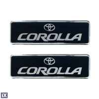 TOYOTA COROLLA ΣΗΜΑΤΑ ΒΙΔΩΤΑ 10 Χ 3 cm ΕΠΟΞΕΙΔΙΚΗΣ ΡΥΤΙΝΗΣ (ΥΓΡΟ ΓΥΑΛΙ) ΣΕ ΜΑΥΡΟ/ΧΡΩΜΙΟ ΓΙΑ ΠΑΤΑΚΙΑ - 2 ΤΕΜ.