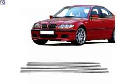 BMW ΣΕΙΡΑ 3 E46 SEDAN 1998>2005 - TRIM ΠΑΡΑΘΥΡΩΝ (ΑΝΟΞΕΙΔΩΤΟ ΑΤΣΑΛΙ / ΧΡΩΜΙΟ) S-DIZAYN - 4 TEM.