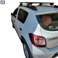 Kit Μπάρες - Πόδια Αλουμινίου MENABO Sherman μαύρες για Dacia Sandero Stepway 2013-2021 - 2 τεμ.