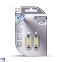 ΛΑΜΠΑΚΙΑ ΠΛΑΦΟΝΙΕΡΑΣ C5W 24V SV8,5 41mm 6xSMD2835 LED ΛΕΥΚΟ ECONO BLISTER M-TECH - 2 Τεμ.