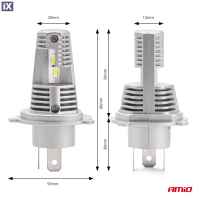 Λάμπες LED Σετ AMIO H4 10-16V 40W 6.500K 4400lm (Με Ψύκτρα) X1 2ΤΕΜ. 02965