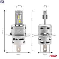 Σετ Λάμπες LED Amio H4 10-16V 72W 6.500K 7920lm CANBUS 2ΤΕΜ. 02972