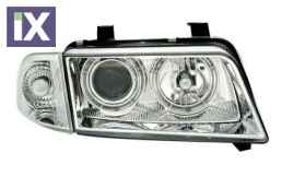 Φανάρια εμπρός angel eyes για Audi A4 (1995-1998) - chrome , χωρίς λάμπες (Η7) - σετ 2τμχ.