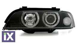 Φανάρια εμπρός angel eyes για BMW E39 (1995-2000) - μαύρα , χωρίς λάμπες (Η7) - σετ 2τμχ.