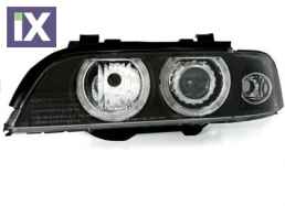 Φανάρια εμπρός angel eyes για BMW E39 (1995-2000) - μαύρα , χωρίς λάμπες (Η7/D2S) - σετ 2τμχ.