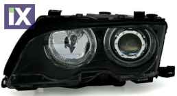 Φανάρια εμπρός angel eyes για BMW E46 sedan (2001-2005) - μαύρα , χωρίς λάμπες (Η7) - σετ 2τμχ.