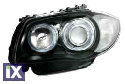 Φανάρια εμπρός angel eyes για BMW E87 (2004-2007) - μαύρα , χωρίς λάμπες (Η7) - σετ 2τμχ.